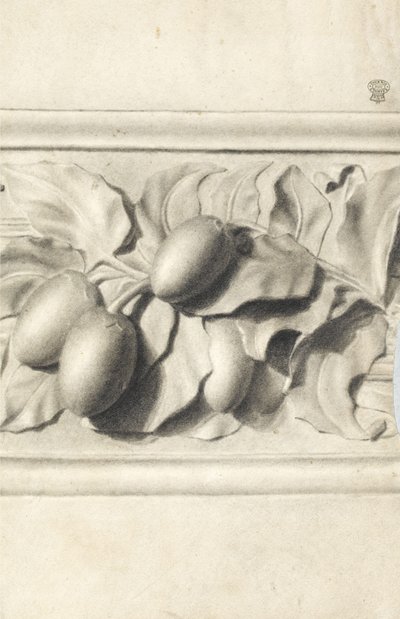 Drawing of fruit from plaster cast in relief by Walter Bonner Gash